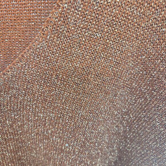 I. Magnin Rust Orange Gold Metallic Vintage 90s V-Neck Vintage Sweater 2x - Picture 3 of 6